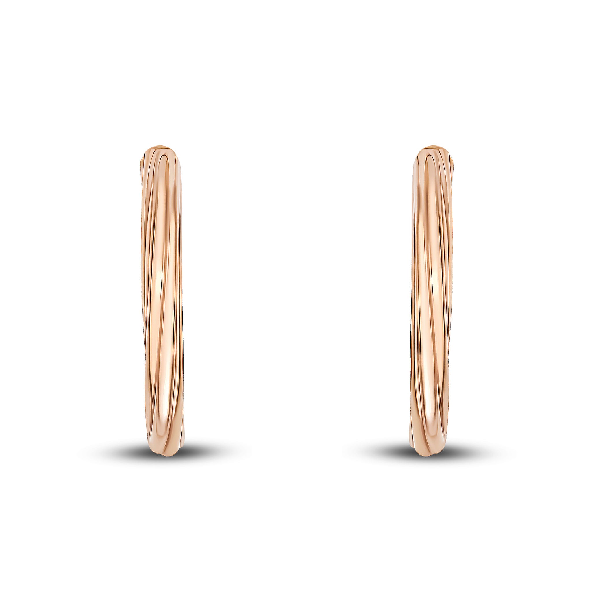 9ct Rose Gold 3mm Twist Hoop Earrings. 26mm Outer Diameter