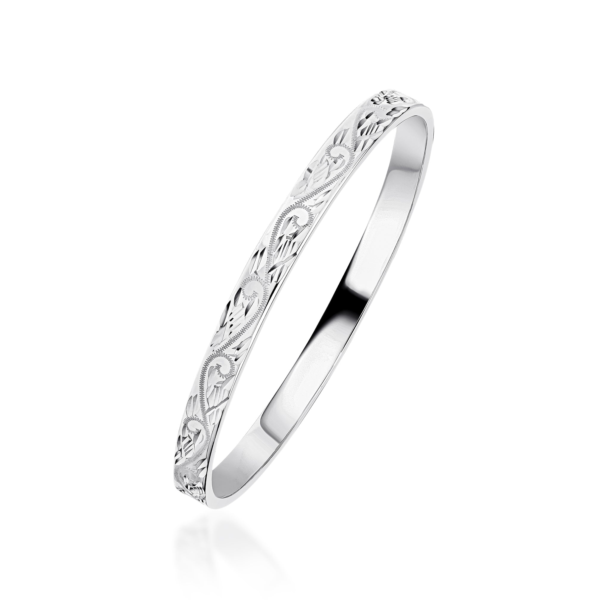 Silver 6mm Engraved Court Comfort Fit