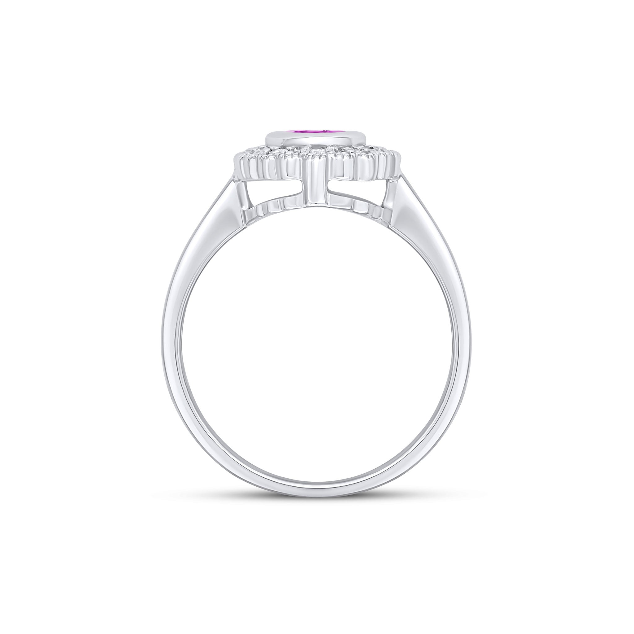 9CT WG RUBOVER OVAL PINK SAPPHIRE AND MILLEGRAIN ROUND DIAMOND CLUSTER RING * STONE SHORTAGE SO CAN'T ORDER * 1