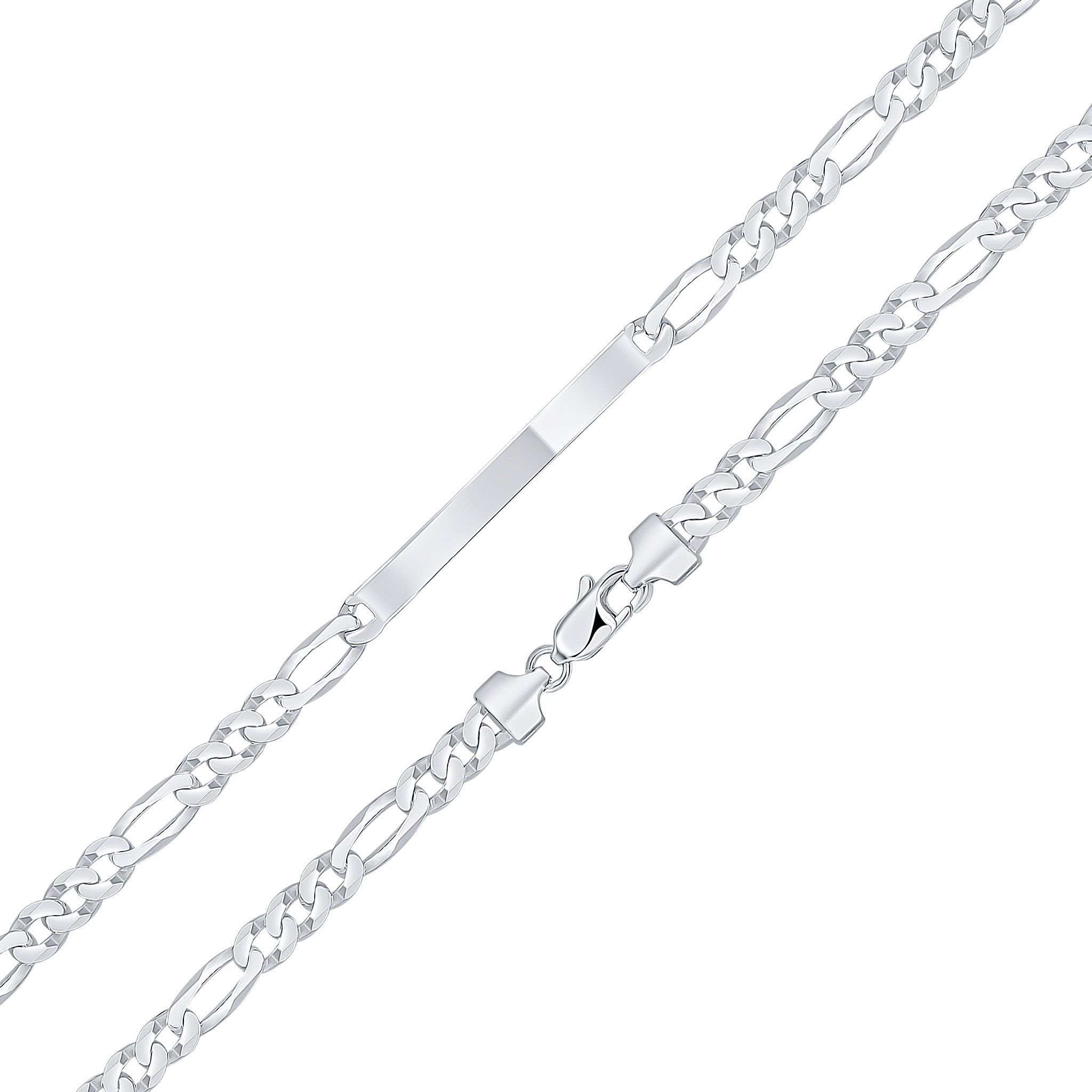 Silver 6mm Figaro ID 5x40mm 8.5"