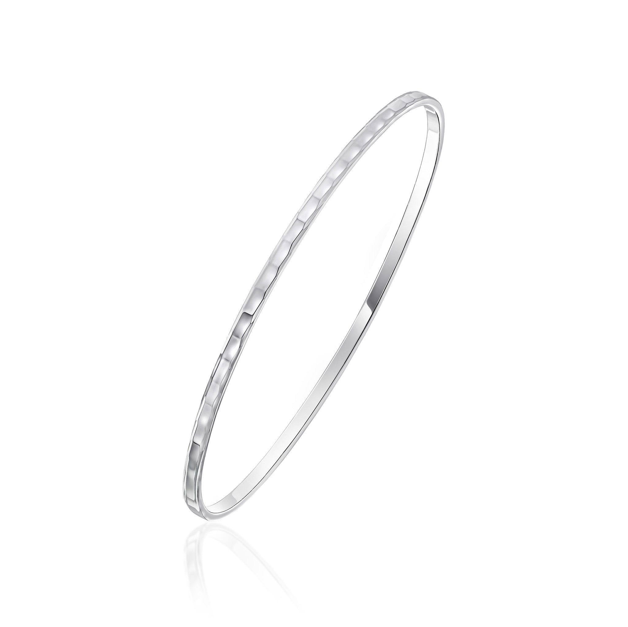 Silver 2.5mm Flat Stacker Bangle Mirrored Pattern 60mm