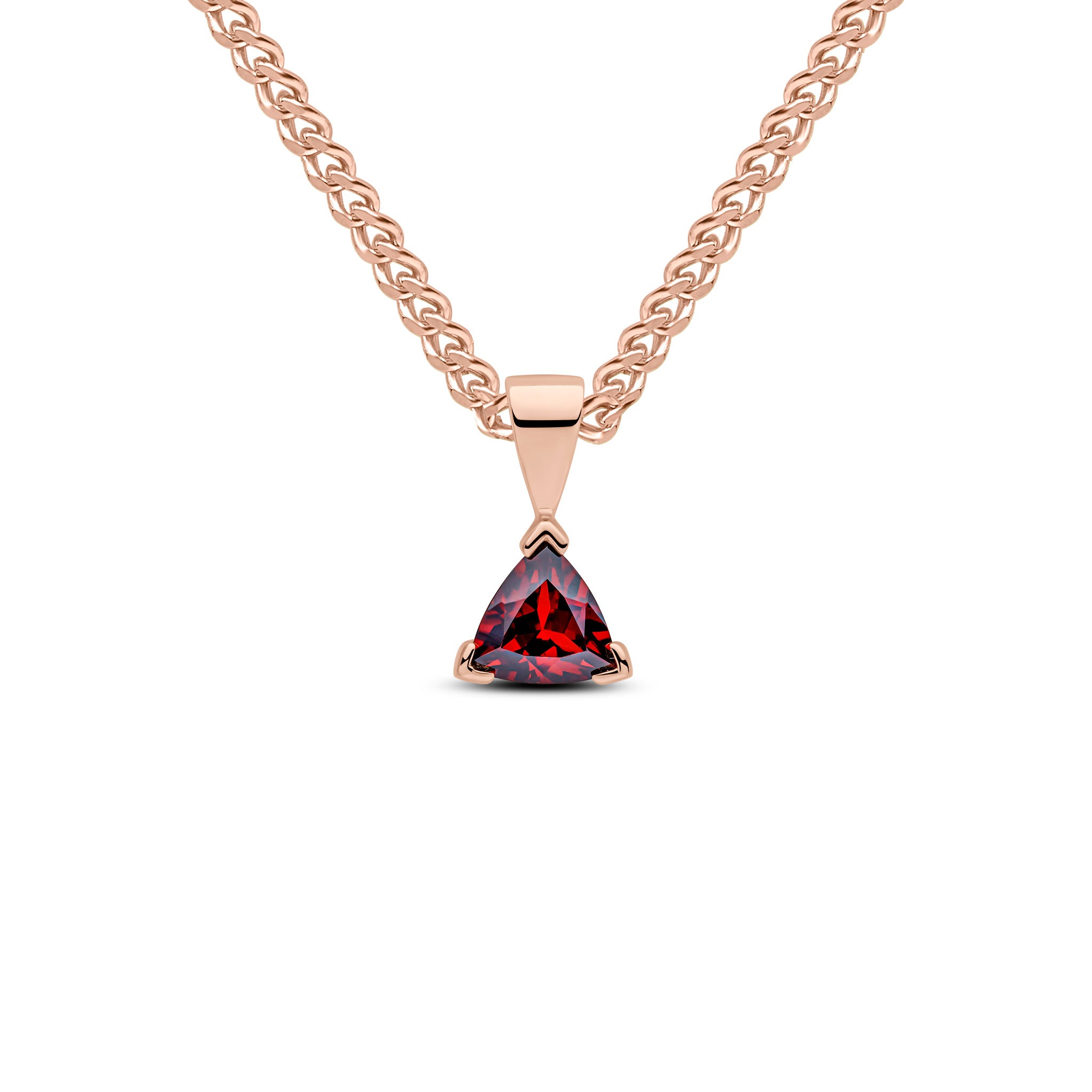 9ct rose gold 6mm Trilliant garnet Claw Set pendant