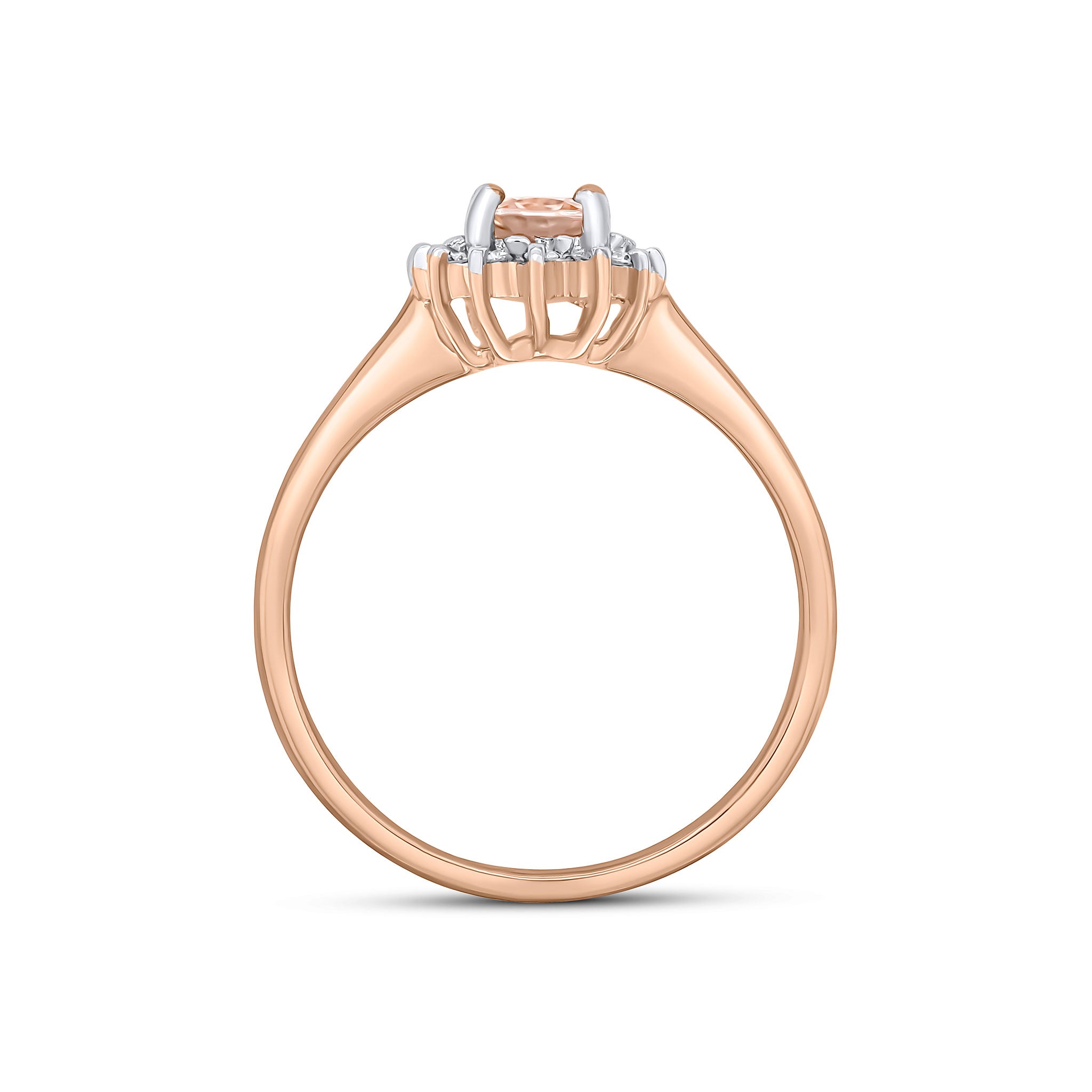 9CT RG 7X5 OVAL MORGANITE & DIAMOND CLAW CLUSTER RING. RHODIUM TO DIAMONDS 1