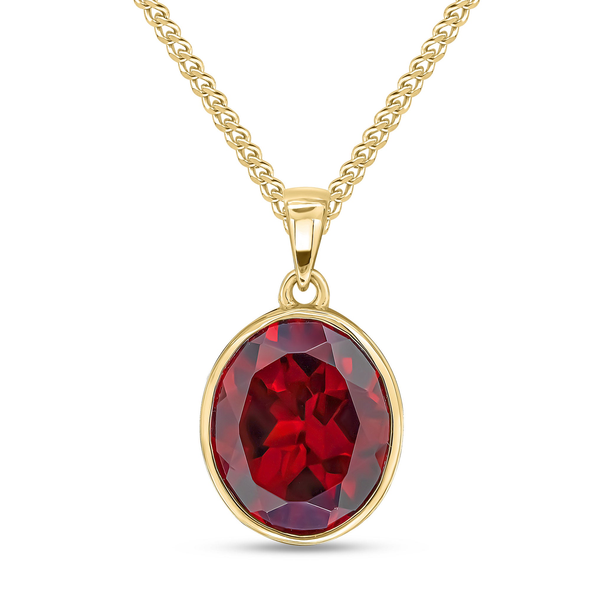 9ct Yellow Gold 12x10 Oval Garnet Rubover Pendant