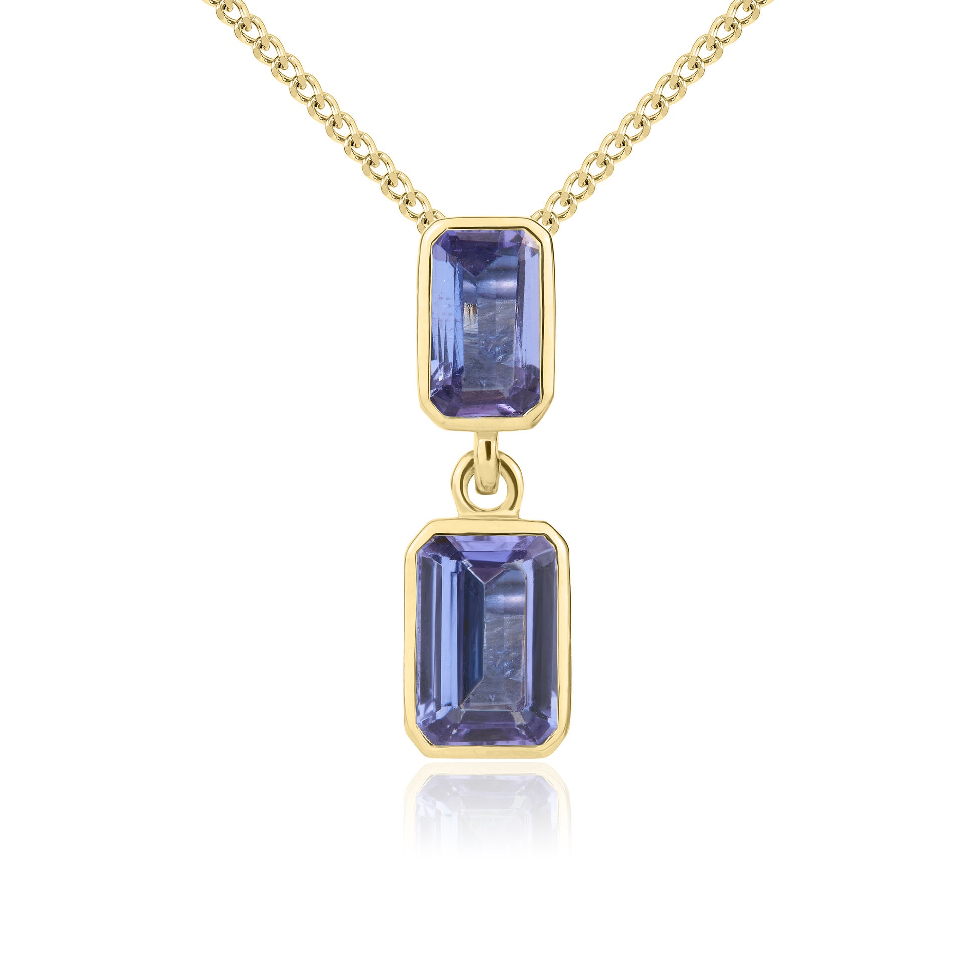 9ct Yellow Gold Oct Tanzanite Double Drp Pdt