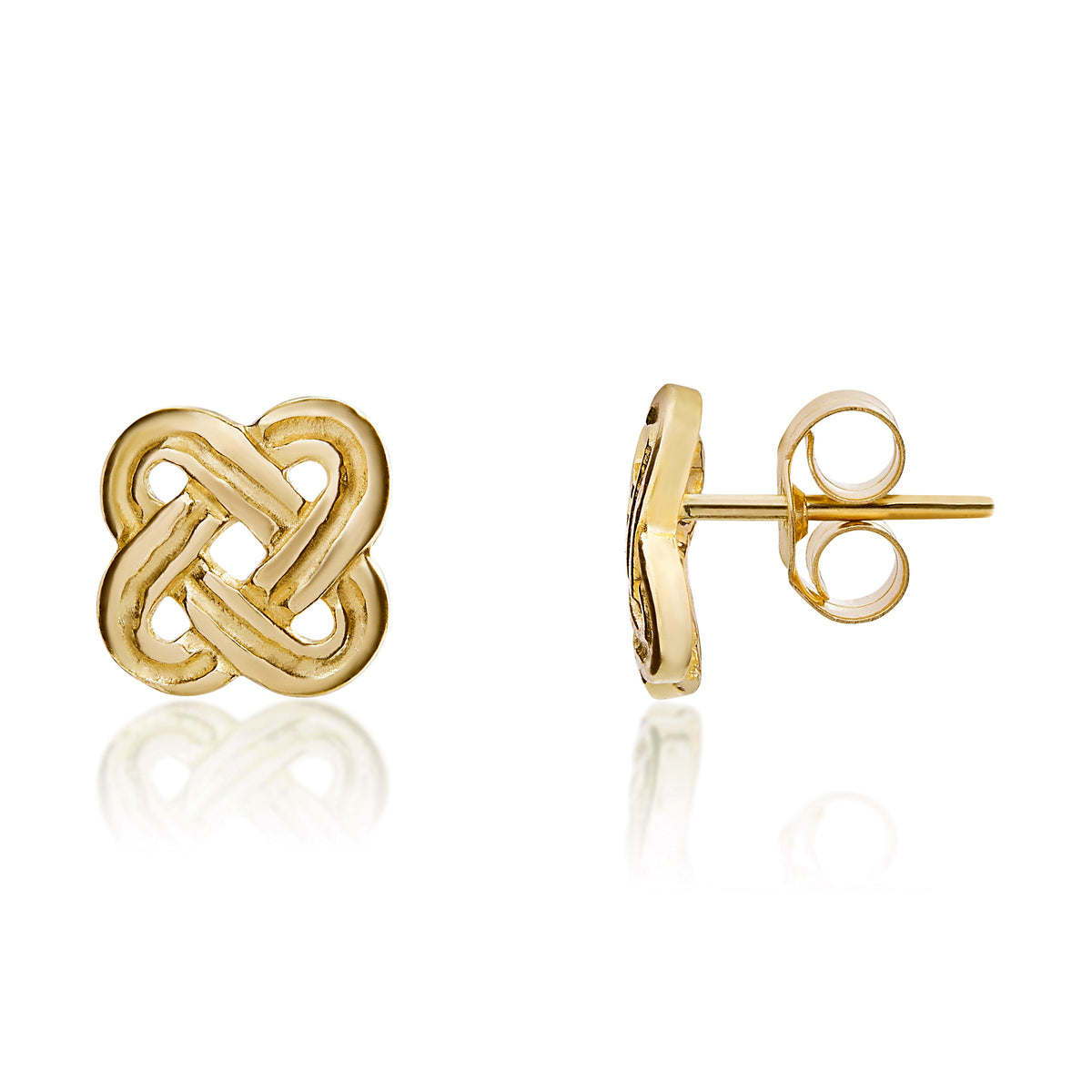 9ct Yellow Gold Square Celtic Knot Stud Earrings