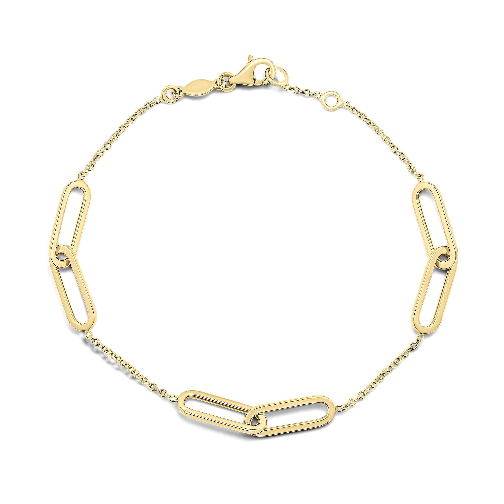 9ct Yellow Gold Chain & Double Open Oval Link Bracelet