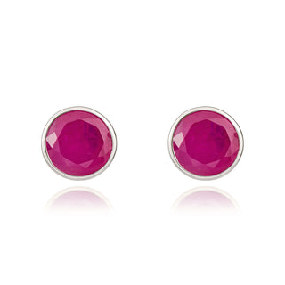 9ct white gold 5mm Round Ruby Rubover Stud Earrings
