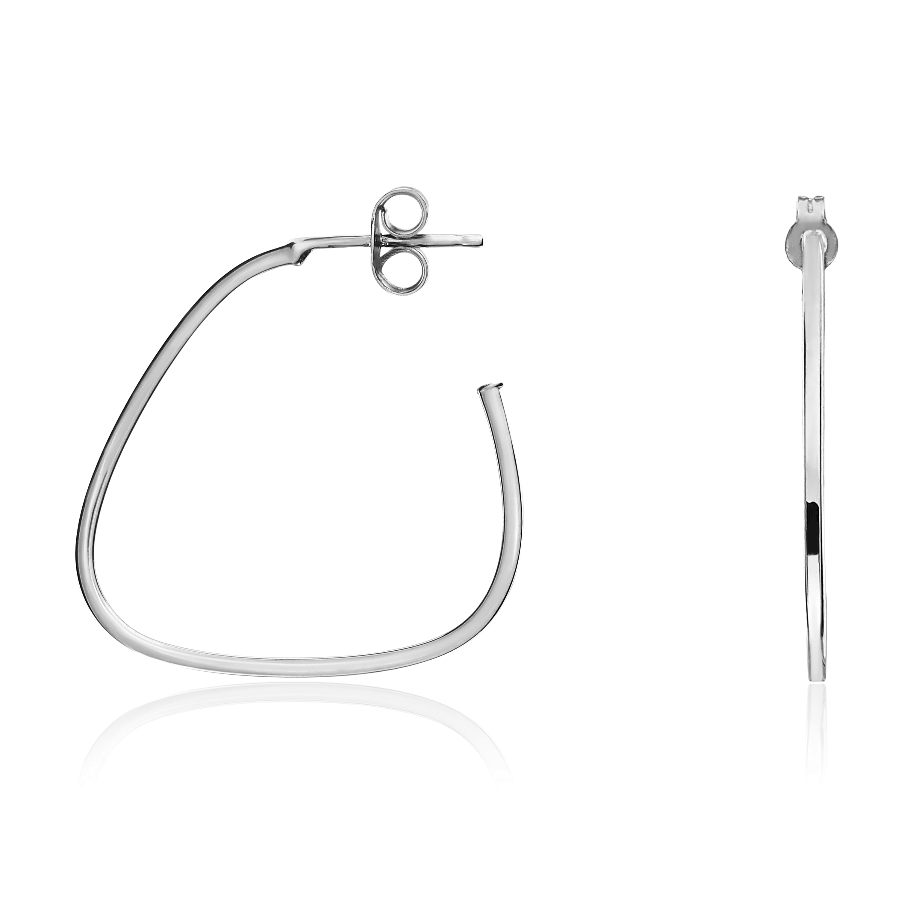 9ct white gold.Tri Peg & Scroll Hoop