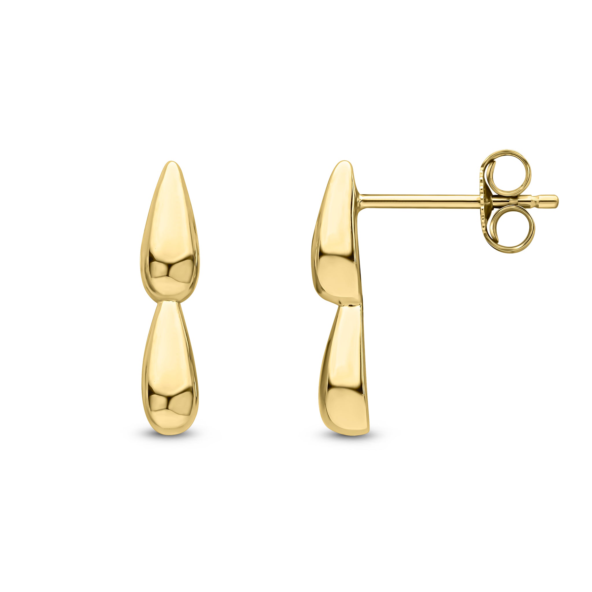 9ct Yellow Gold Polished Double Teardrop Stud Earrings