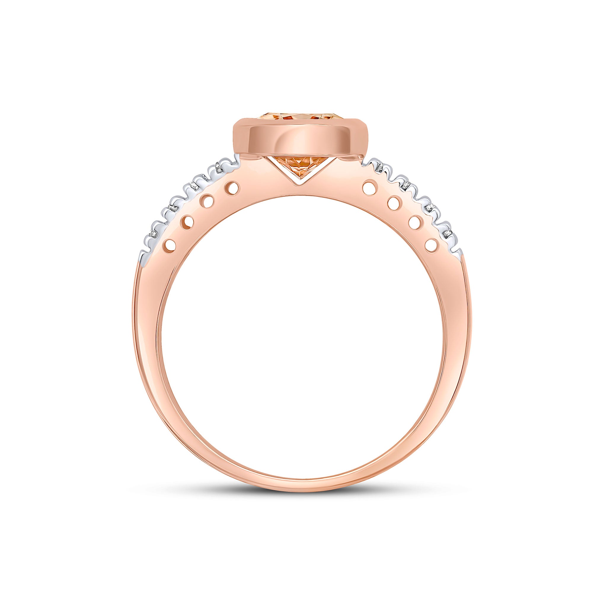 9CT RG RUBOVER 9X7 OVAL MORGANITE SINGLE STONE RING WITH CLAW SET DIAMOND SHOULDERS 1