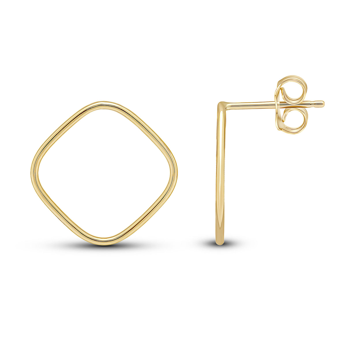 9ct Yellow Gold Open Cushion Stud Earrings