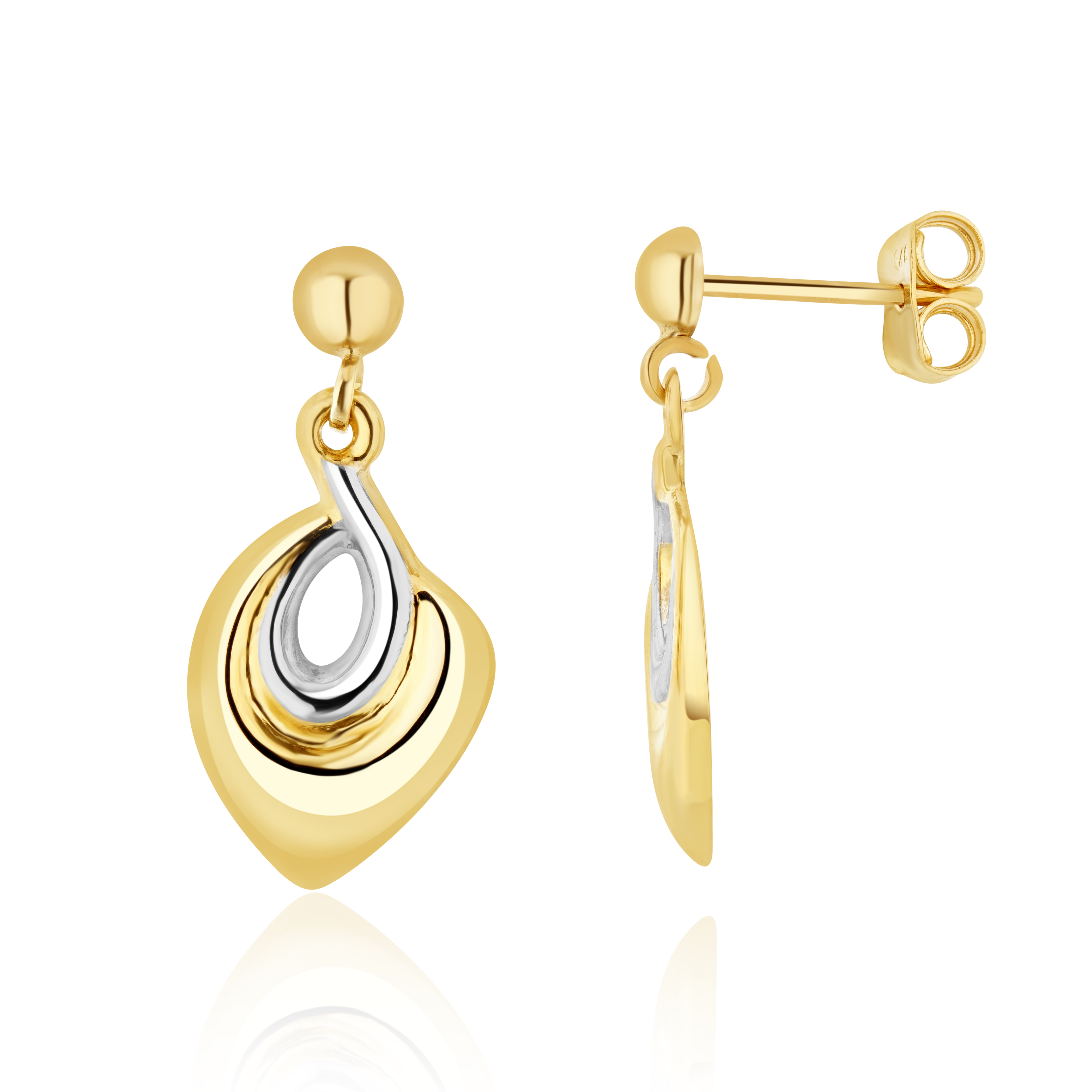 9ct yellow and white goldFancy Flat Drop Er