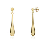 9ct Yellow Gold Long Bombe Drop Earrings