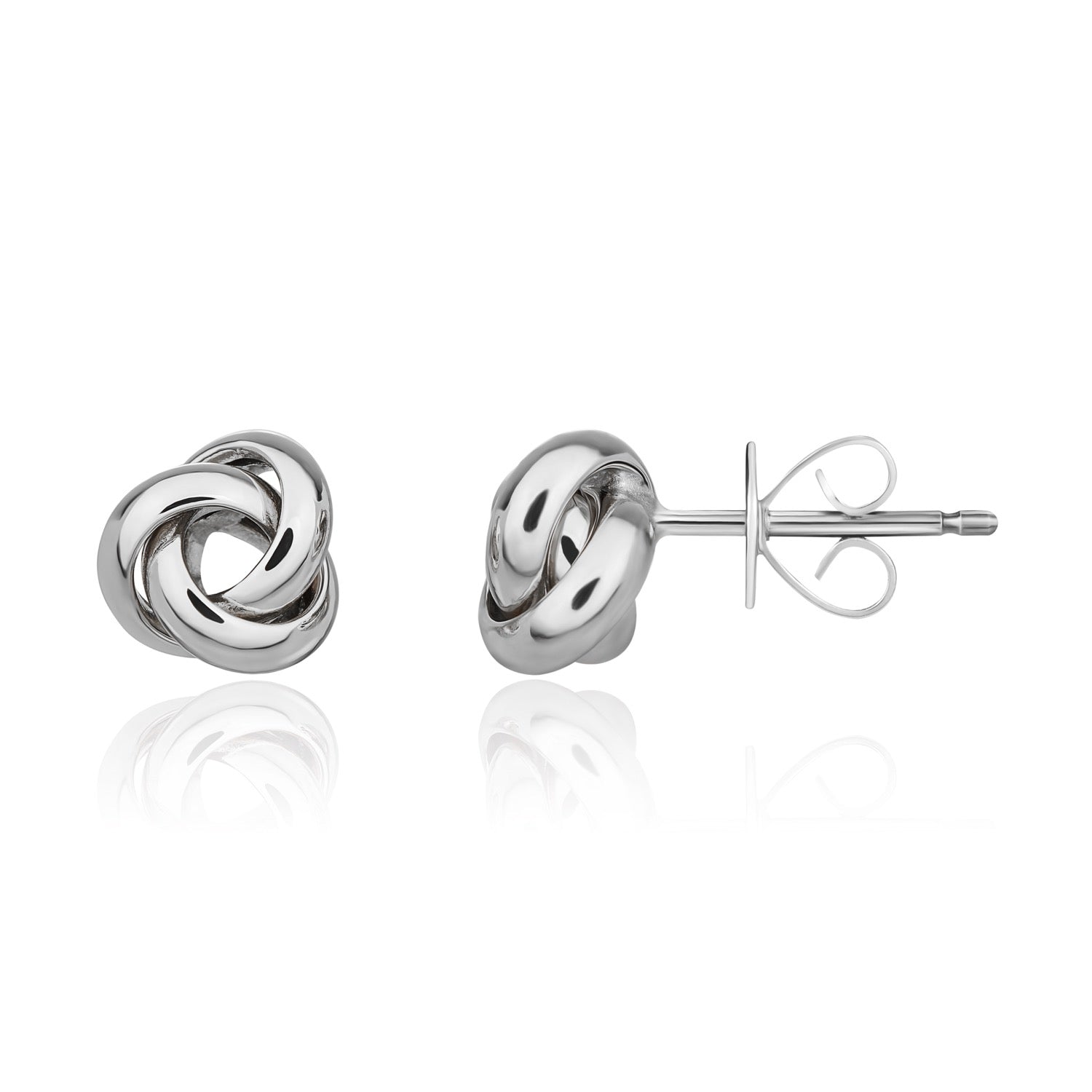 18ct White Gold Polished Simple Triangular Knot Stud Earrings