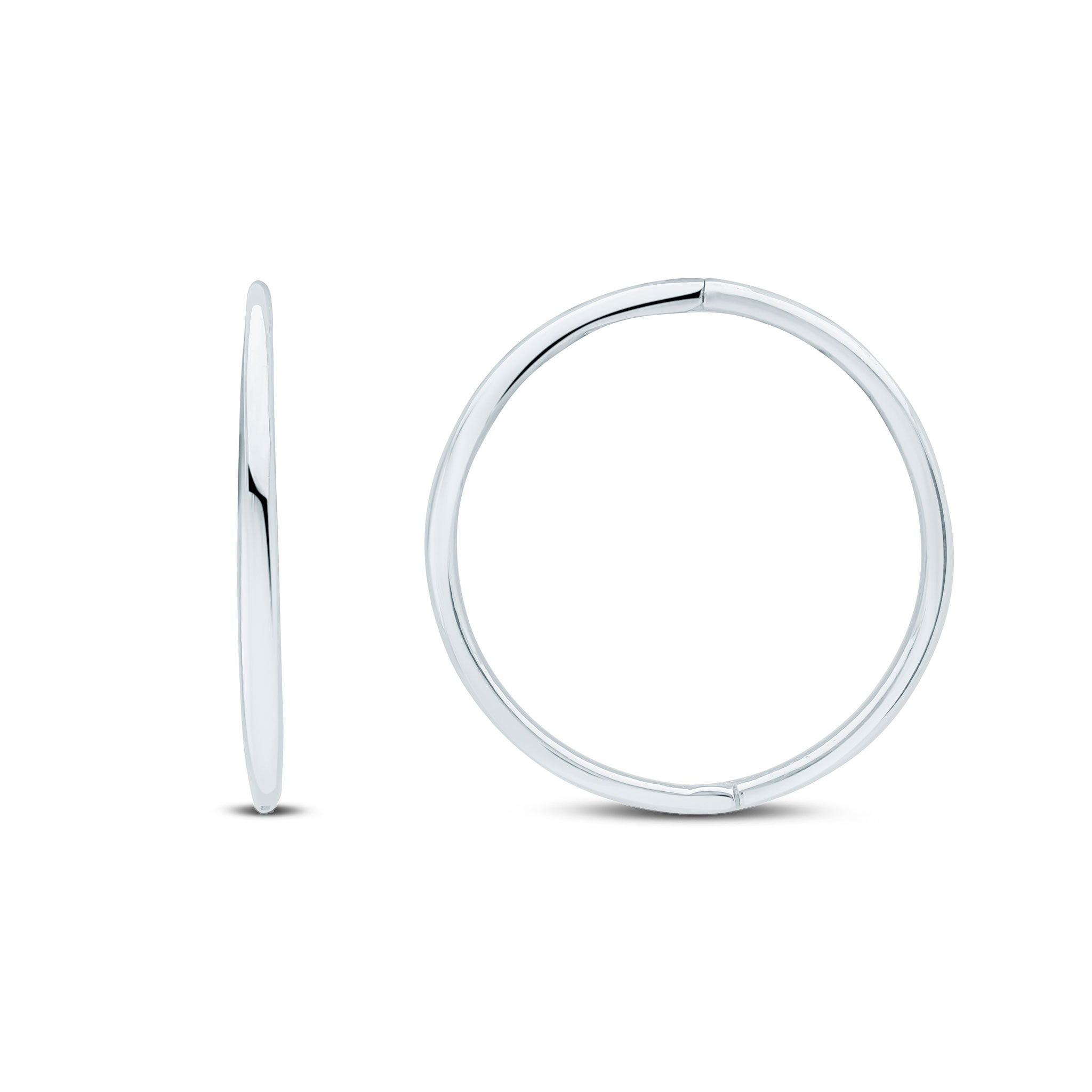 9ct white gold Hinged Sleeper Hoop Earrings. 18mm Outer Diameter