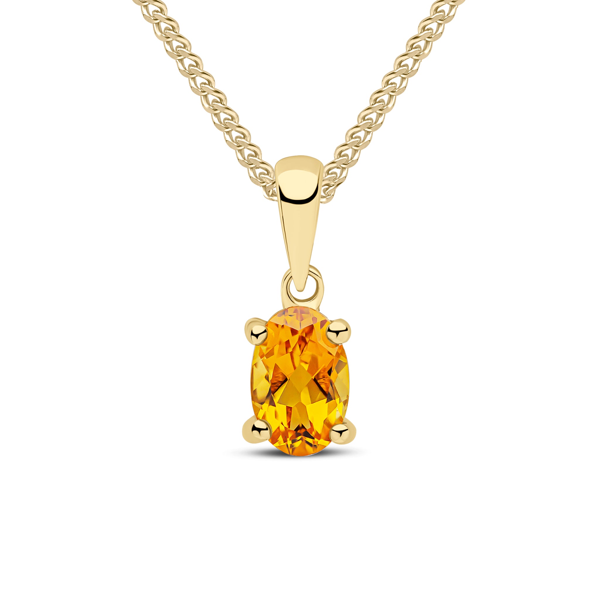 9ct Yellow Gold 6x4 Oval Citrine Claw Set Pendant