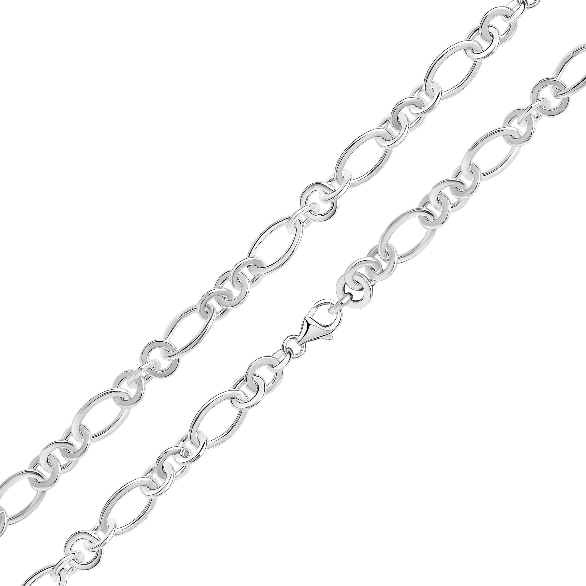 Silver Flat Oval/Round Figaro 7.5"