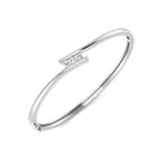 9ct White Gold Round Lab Grown Diamond Bangle 1