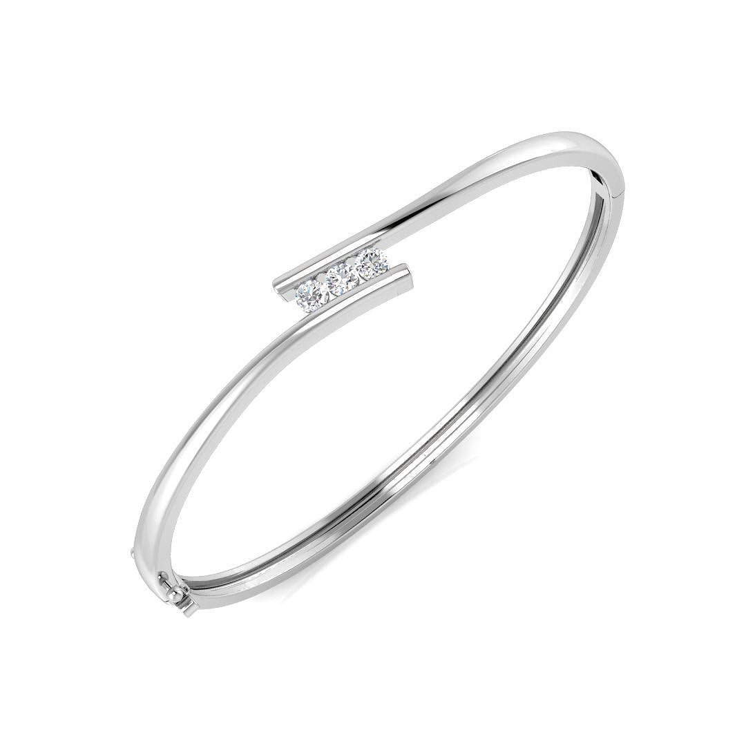 9ct White Gold Round Lab Grown Diamond Bangle 1