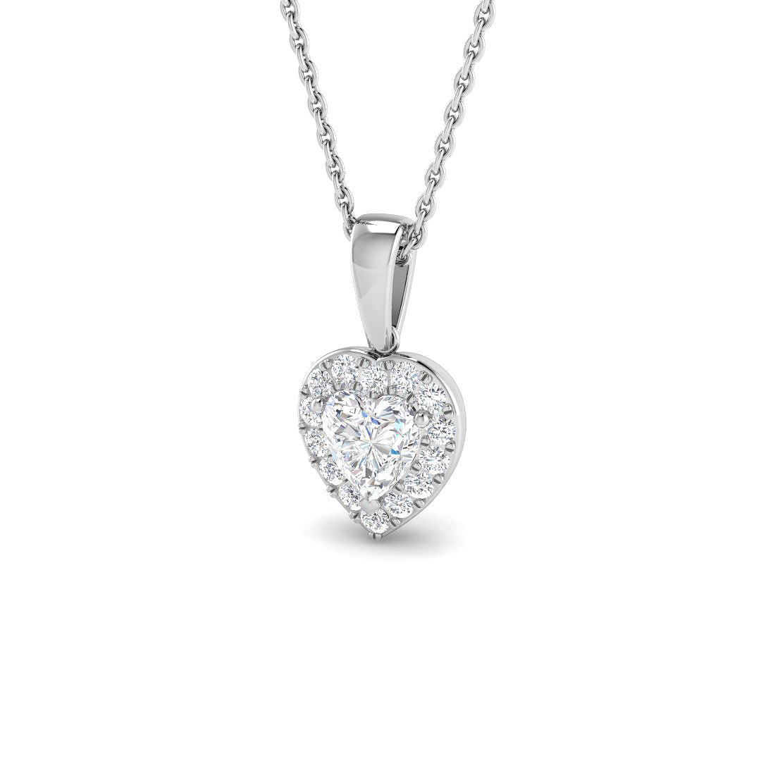 9ct White Gold Heart Lab Grown Diamond Pendant 1