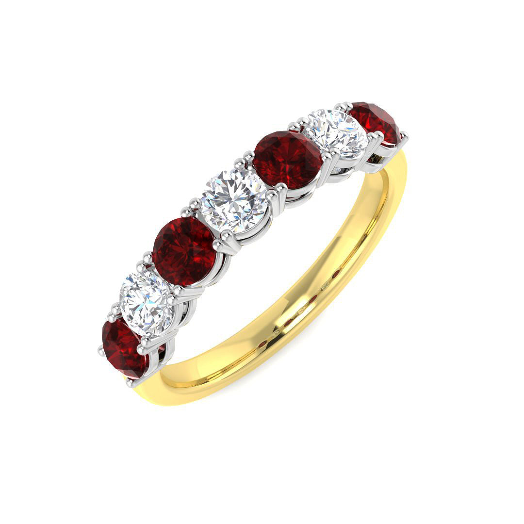18ct Two Tone Round Ruby and Diamond Ring 1