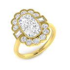 9ct Yellow Gold Baguette and Cushion Cvd Old Cut Ring 1