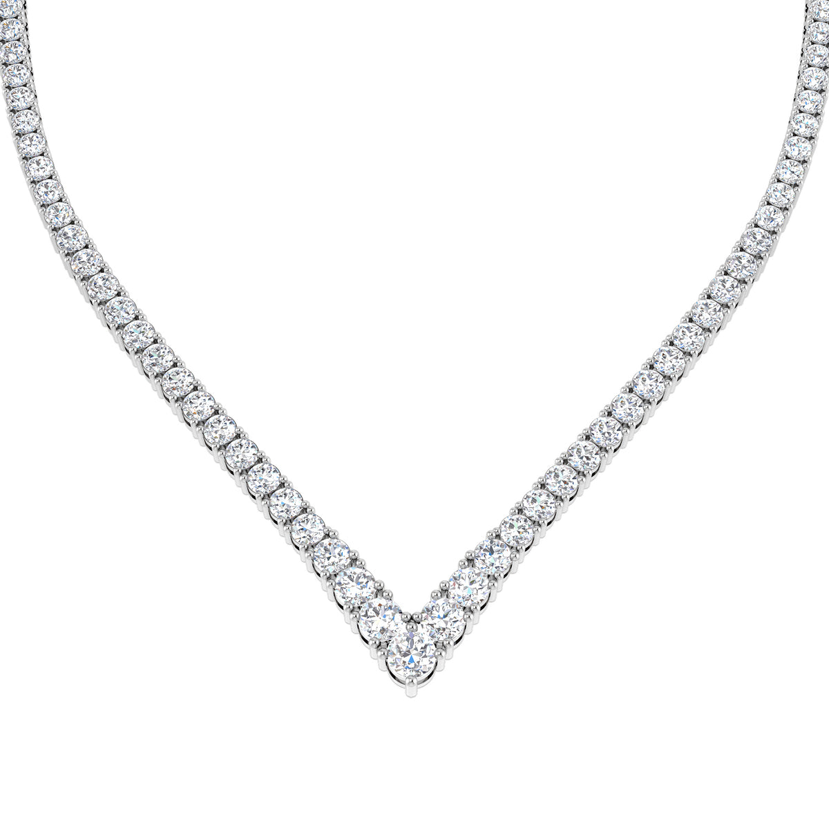 9ct White Gold Round Lab Grown Diamond Necklace 1
