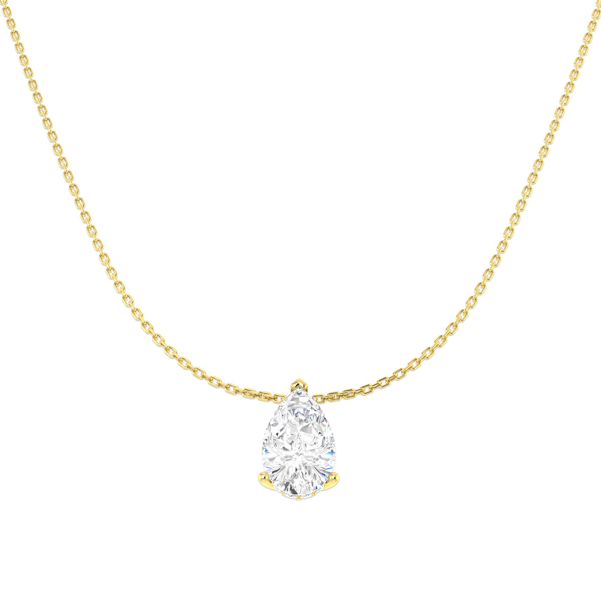 9ct Yellow Gold Pear Lab Grown Diamond Necklace 1