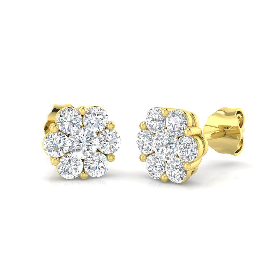 9ct Yellow Gold Round Lab Grown Diamond Earrings 1
