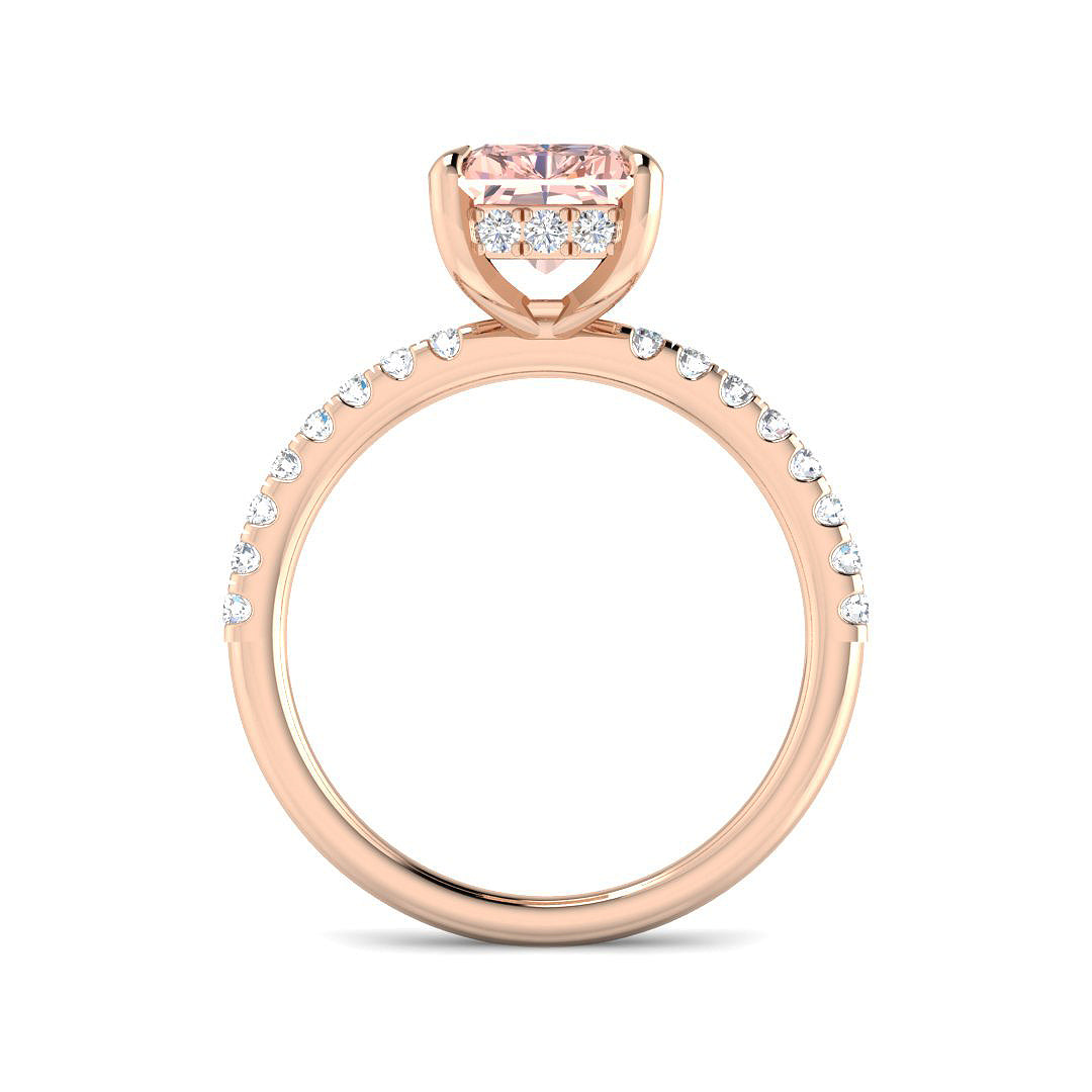 9ct Rose Gold Radiant Lab Grown Diamond and Lab Pink Diamond Ring 2