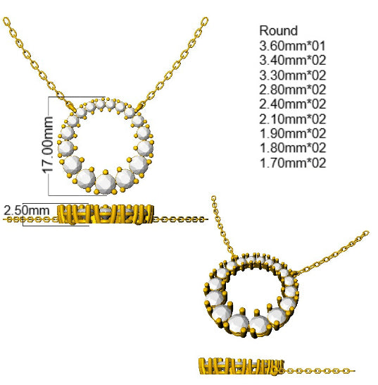 9ct Yellow Gold Round Lab Grown Diamond Necklace 2
