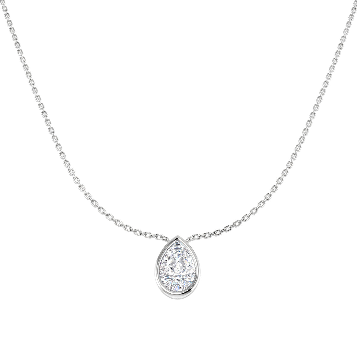 9ct White Gold Pear Lab Grown Diamond Necklace 1