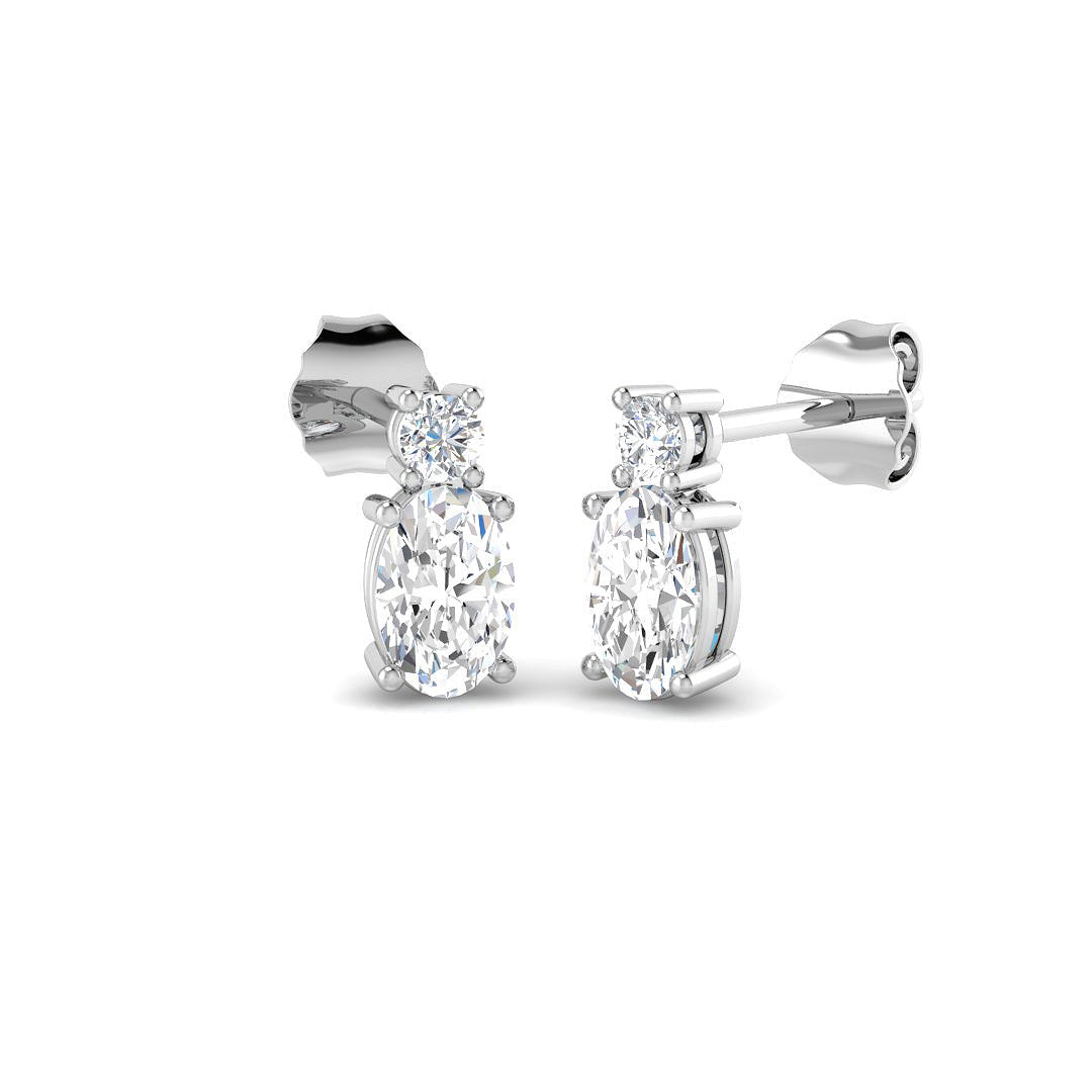 9ct White Gold Oval Lab Grown Diamond Earrings 1