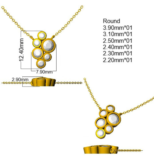 9ct Yellow Gold Round Lab Grown Diamond Necklace 2
