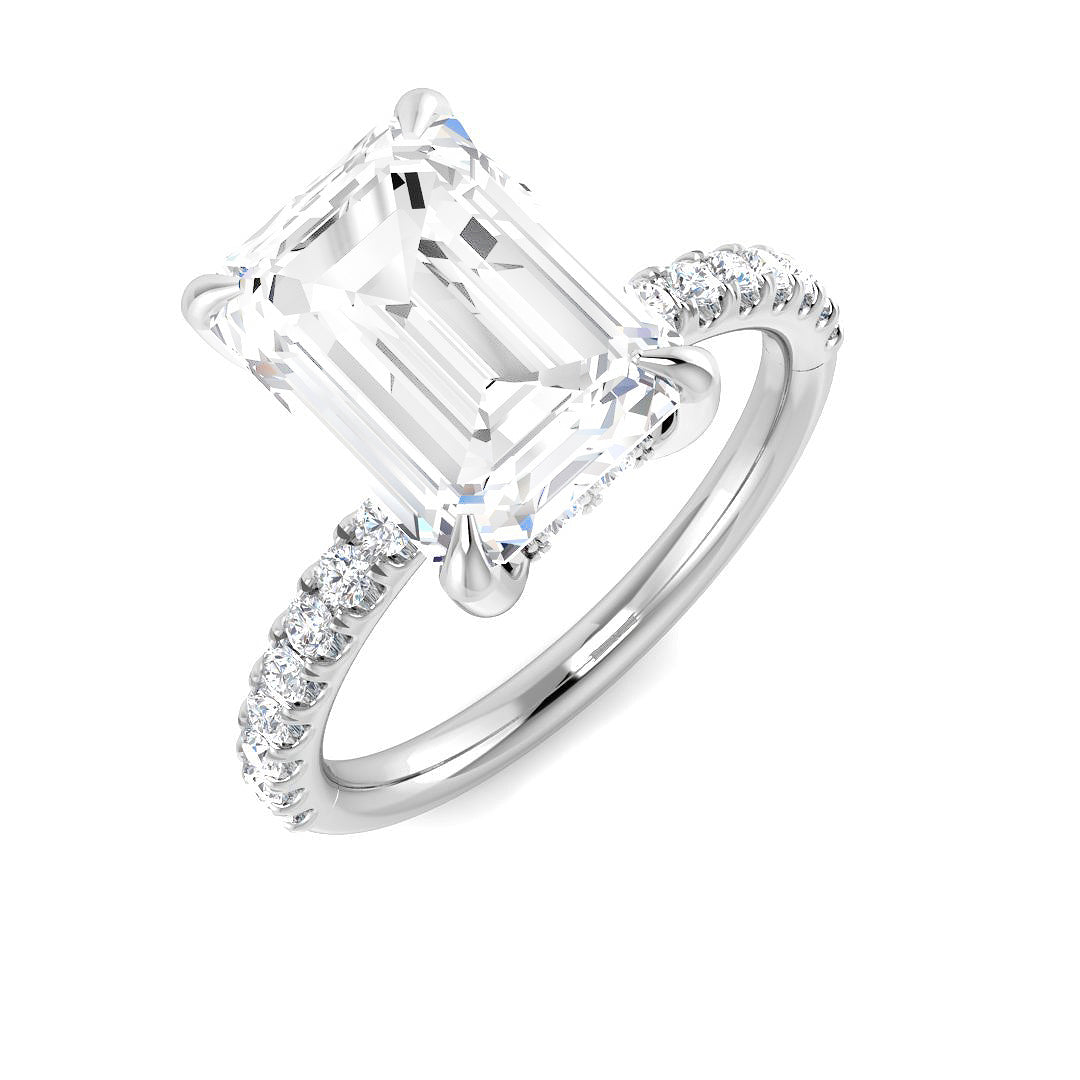 Platinum Emerald Cut Lab Grown Diamond Ring 1