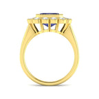 9ct Yellow Gold Emerald Cut Tanzanite and Diamond Ring 2