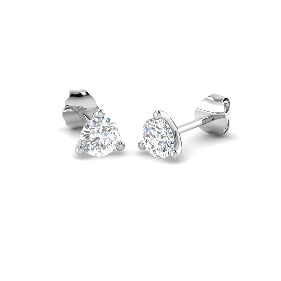 9ct White Gold Round Lab Grown Diamond Earrings 1