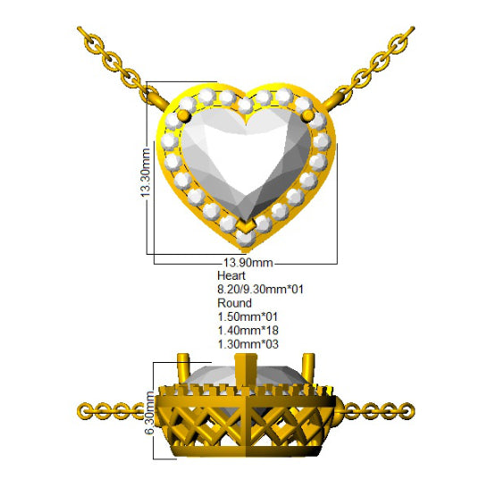 9ct Yellow Gold Heart Lab Grown Diamond Necklace 2