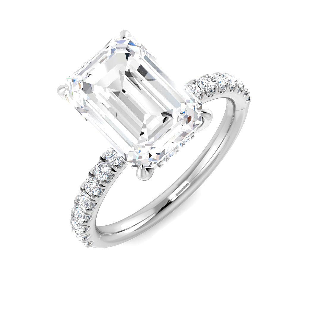9ct White Gold Emerald Cut Lab Grown Diamond Ring 1