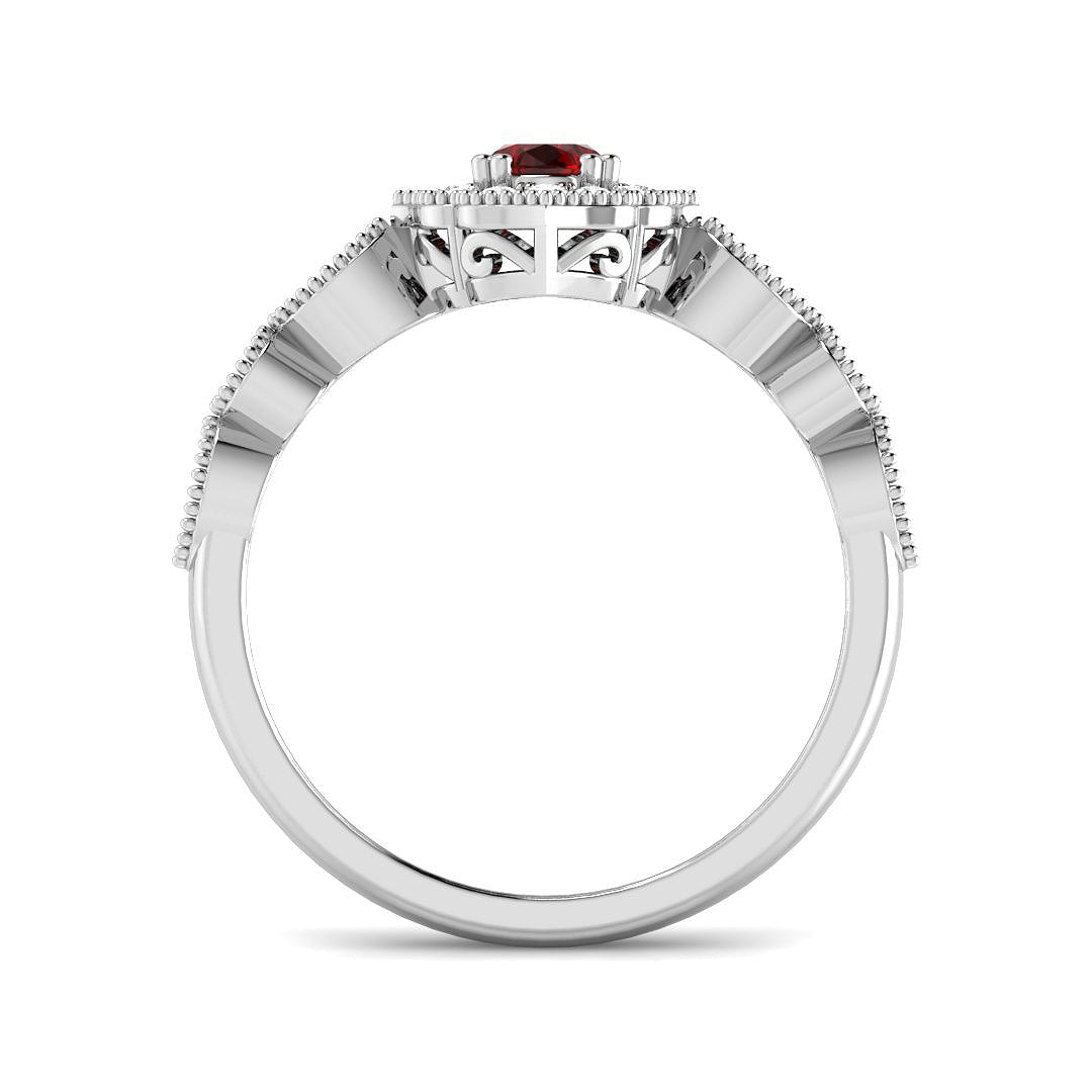 9ct White Gold Oval Ruby and Diamond Ring 2