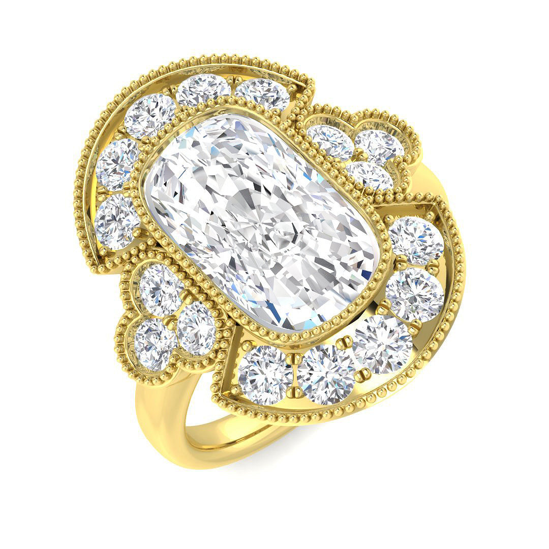 9ct Yellow Gold Cushion Cvd Old Cut Ring 1