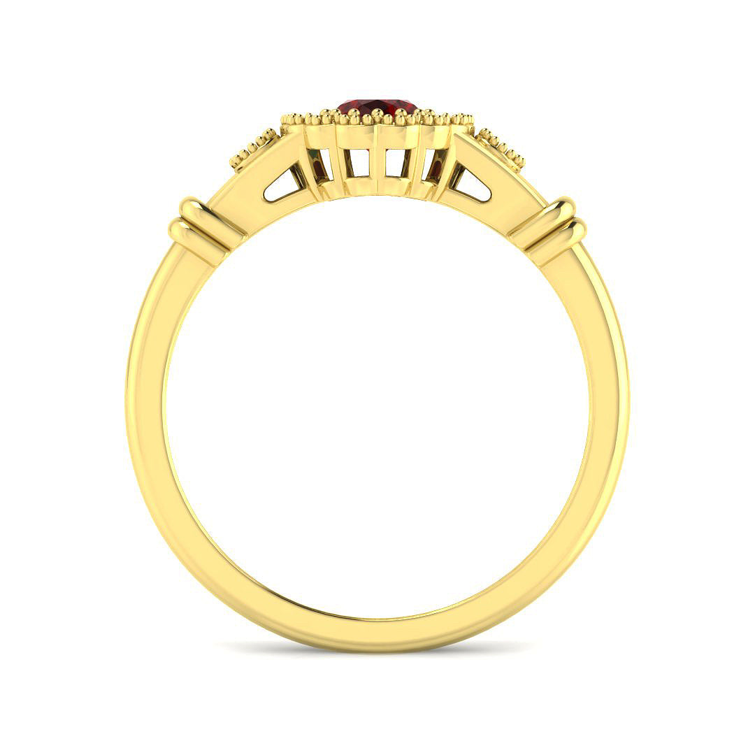 9ct Yellow Gold Oval Ruby and Diamond Ring 2