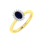9ct Two Tone Oval Blue Sapphire and Diamond Ring 1
