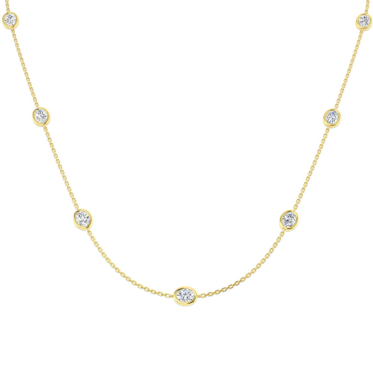 9ct Yellow Gold Oval Lab Grown Diamond Necklace 1