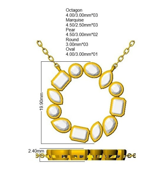 9ct Yellow Gold Emerald Cut and Marquise and Oval and Pear Lab Grown Diamond Necklace 2