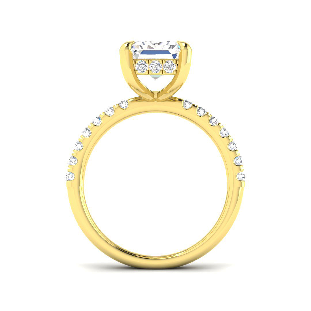 9ct Yellow Gold Emerald Cut Lab Grown Diamond Ring 2