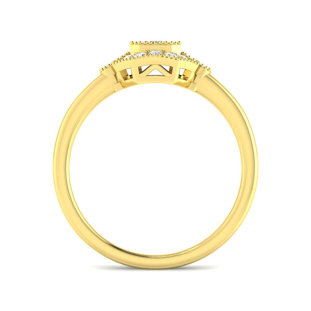 9ct Yellow Gold Emerald Cut Diamond Ring 2