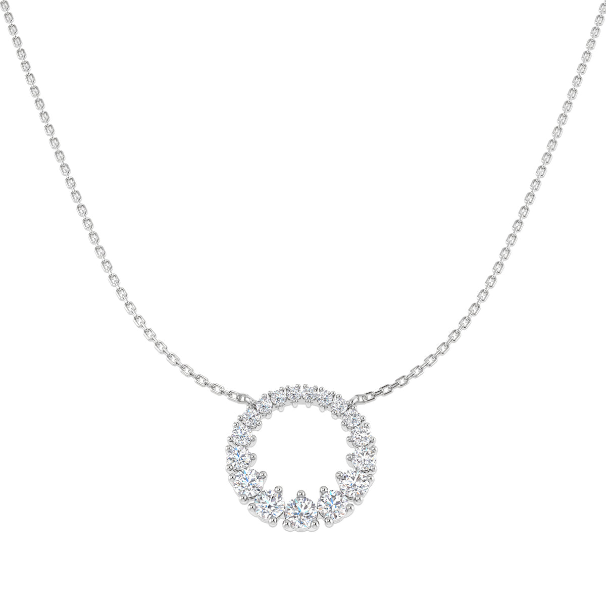 9ct White Gold Round Lab Grown Diamond Necklace 1
