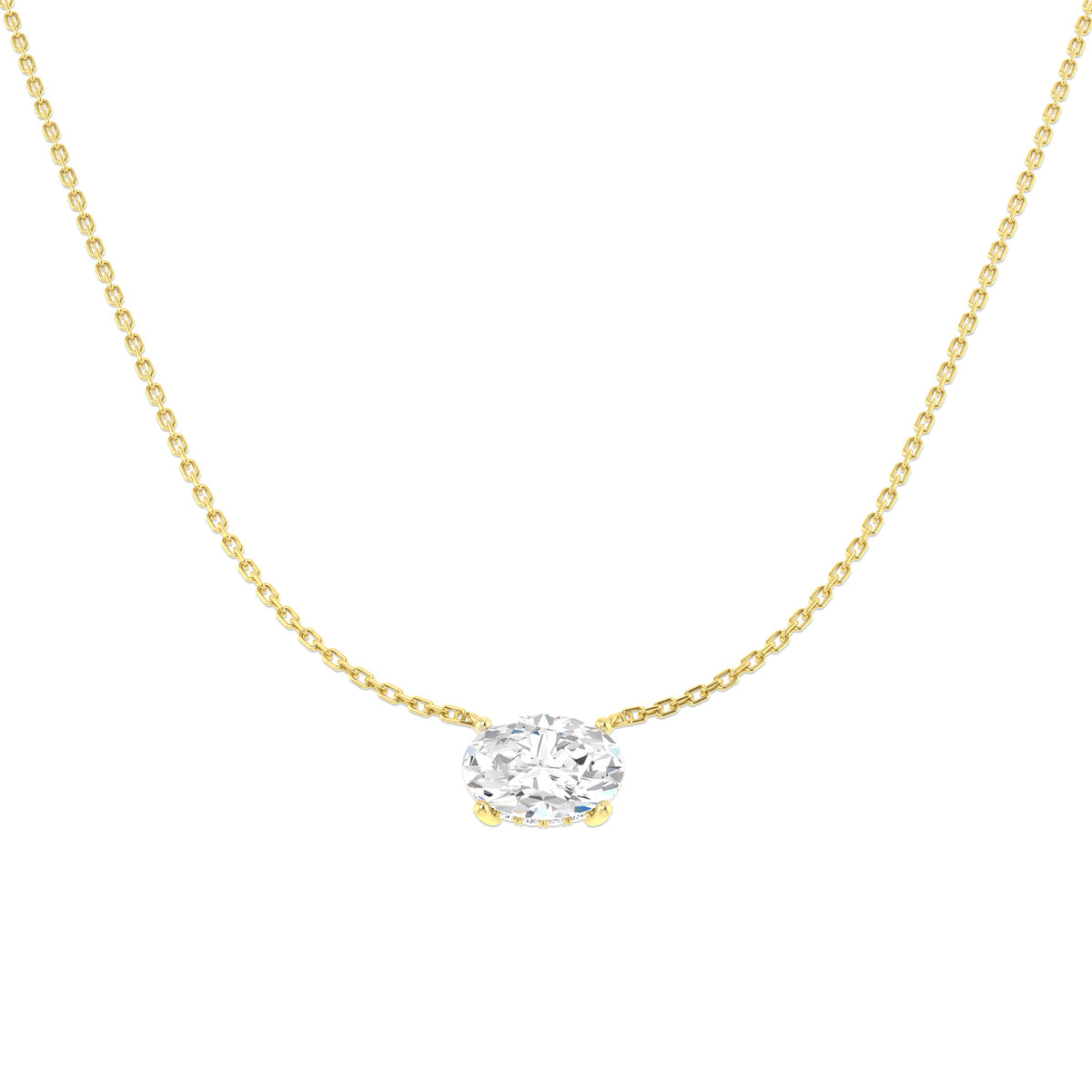 9ct Yellow Gold Oval Lab Grown Diamond Necklace 1